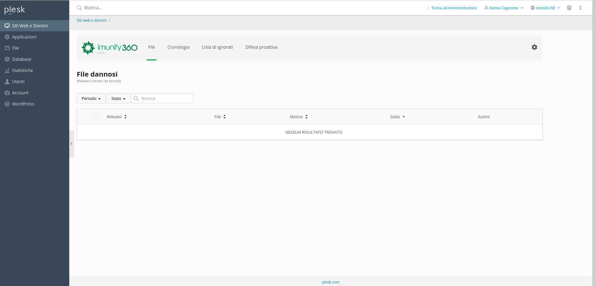 Snapshot delle statistiche del traffico dello Share Hosting Seeweb